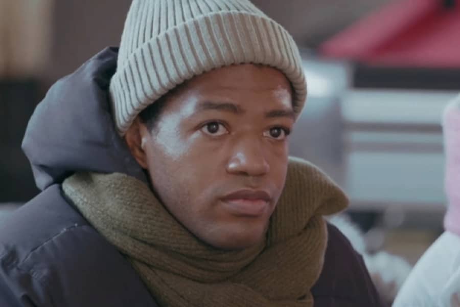 Black man bundled up