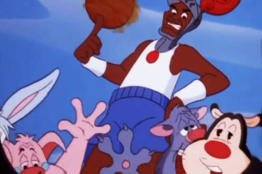 cartoon animals sing as the player spins the basketball