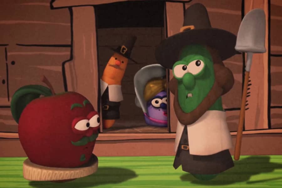 Ephraim Apply, an apple, talking with Obadiah Bumbly