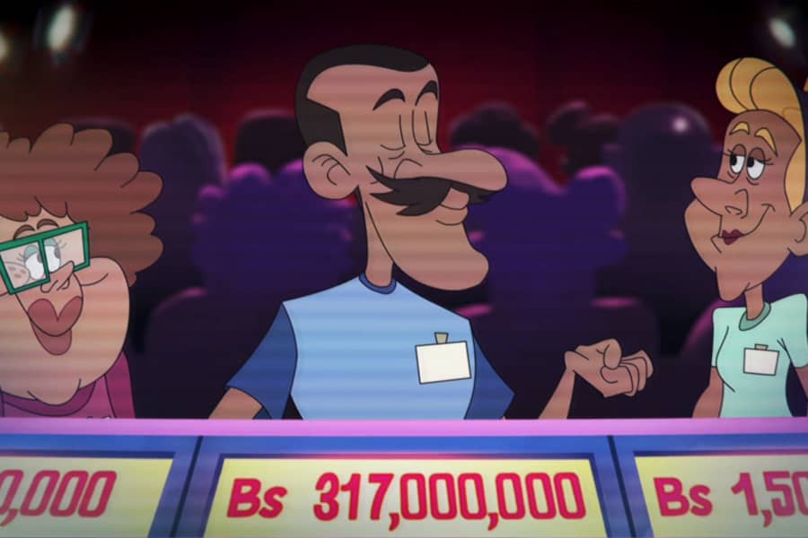 contestant looks confident in his guess