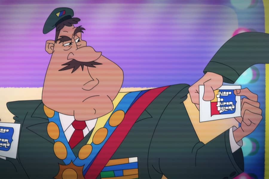 a hand swaps the card the host is holding