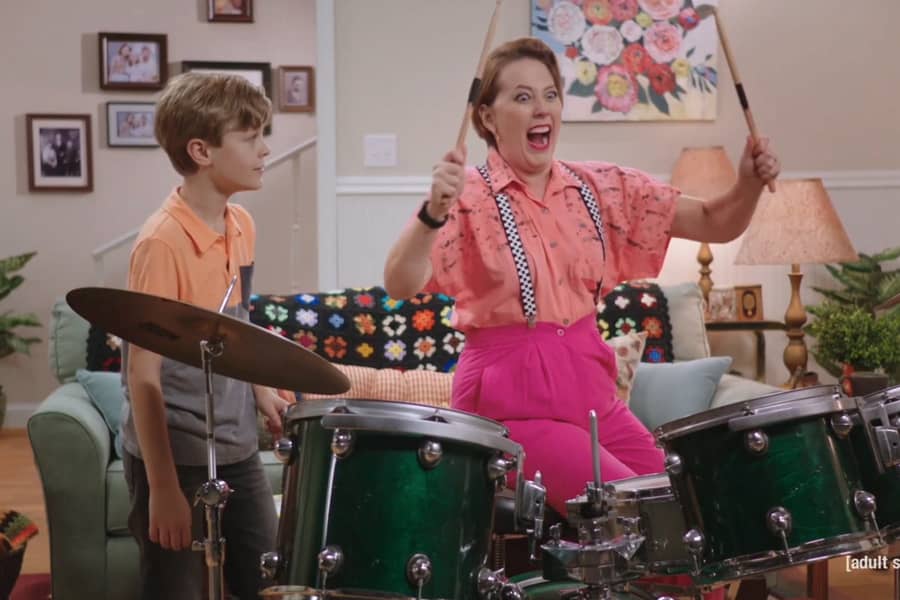 Squeak’s wife and son drumming