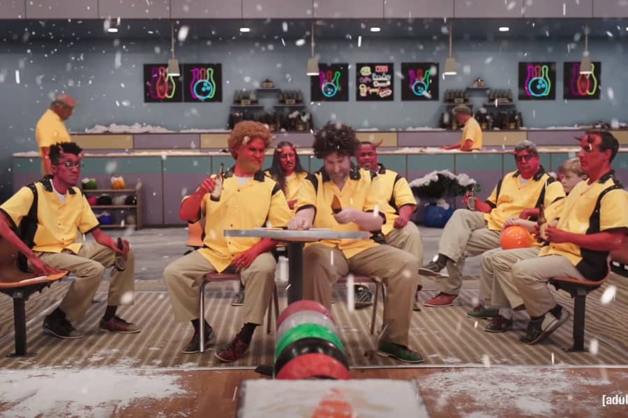 Squeak and friends at bowling league; it’s snowing indoors