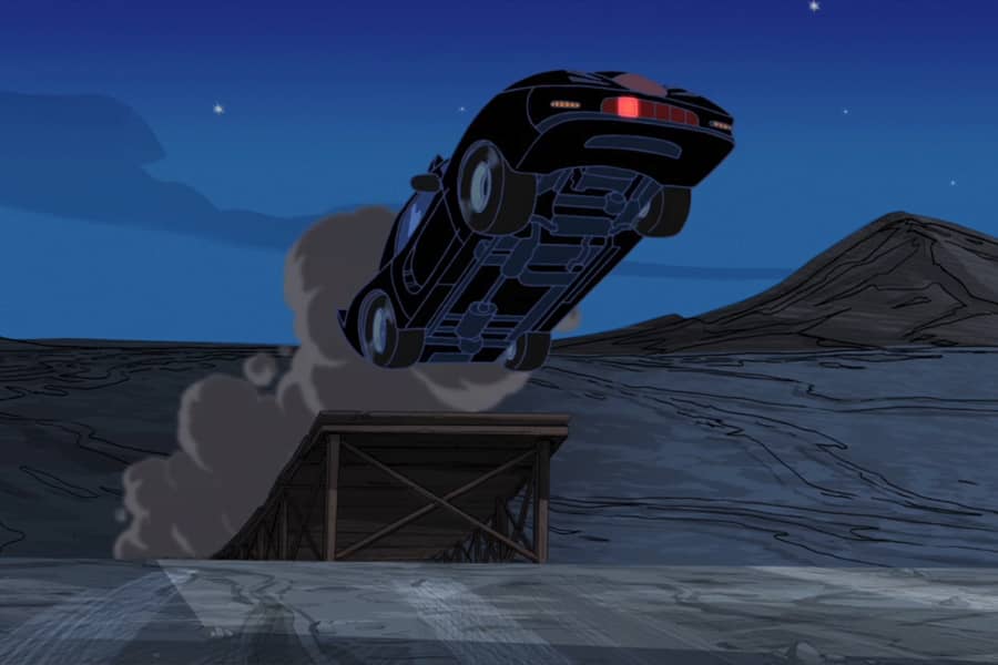 Katt Karr jumping off a ramp