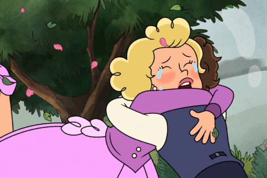 woman in tears hugging Lord Nunchucks