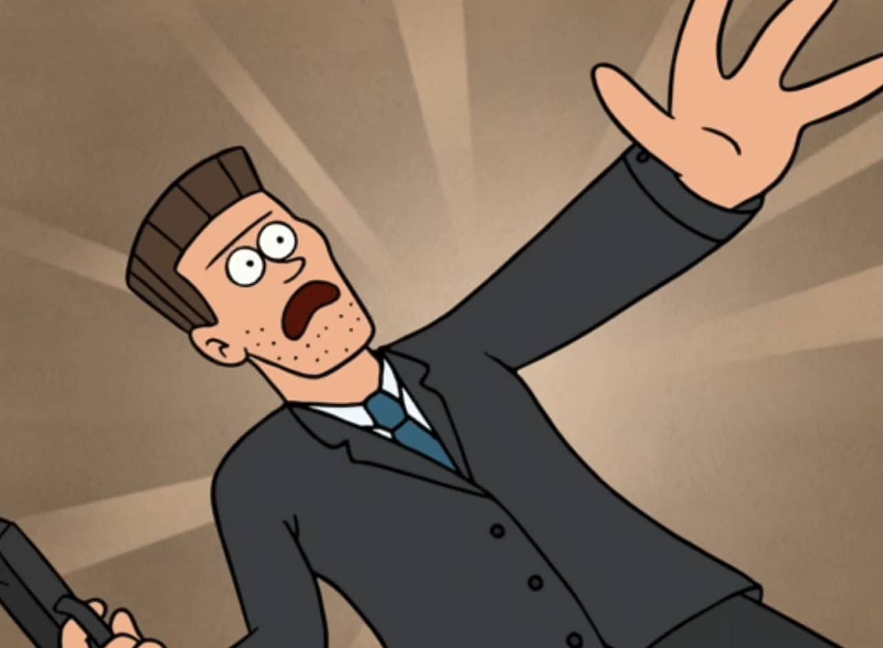 Brick LeFever holding a gun with his arm out