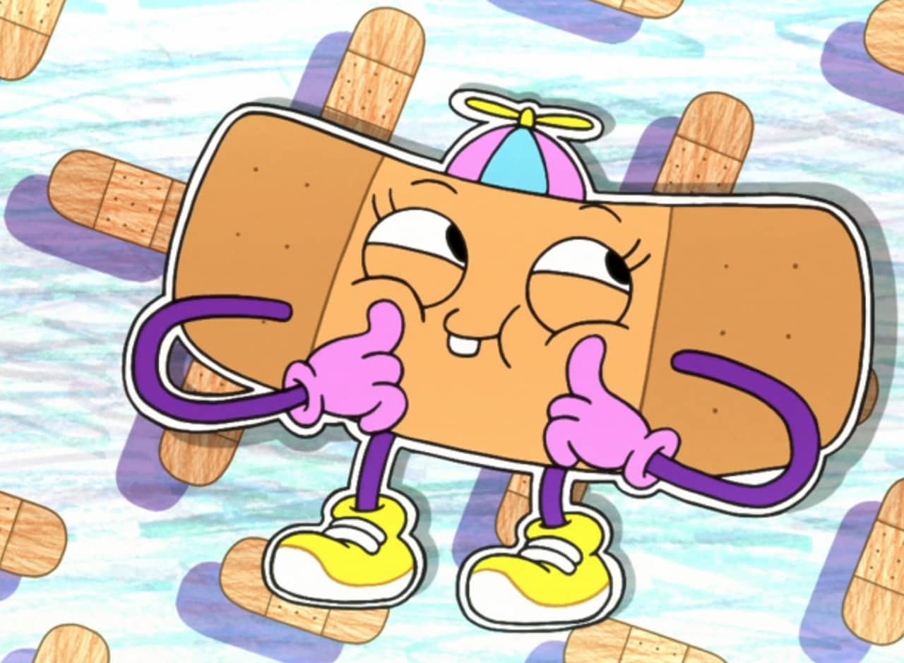 Lil’ Ouchie Boo Boo, a bandaid with arms and legs and a big smile