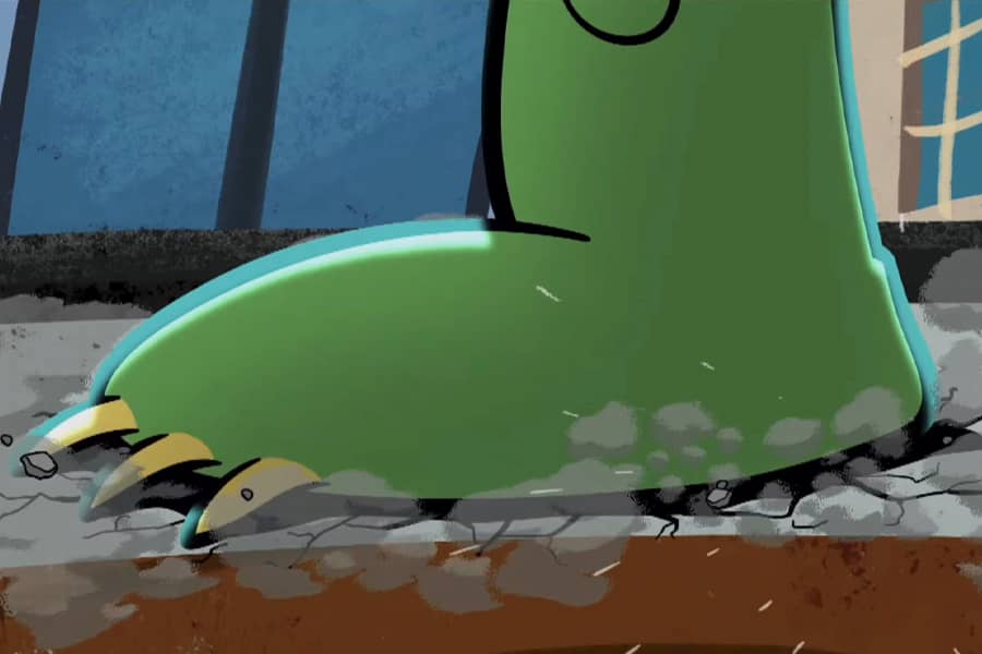 Lizardzilla’s foot stomping on the pavement