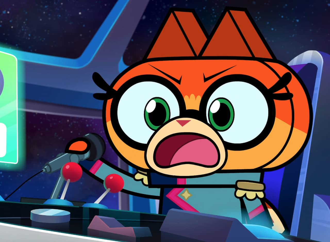 Dr. Fox at the controls of a spaceship