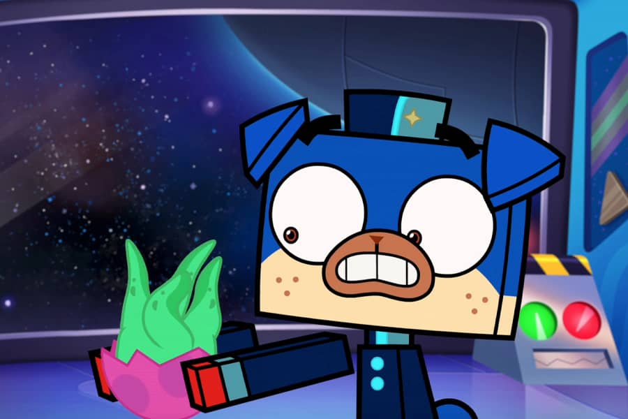 Prince Puppycorn holding an egg with tentacles coming out of it