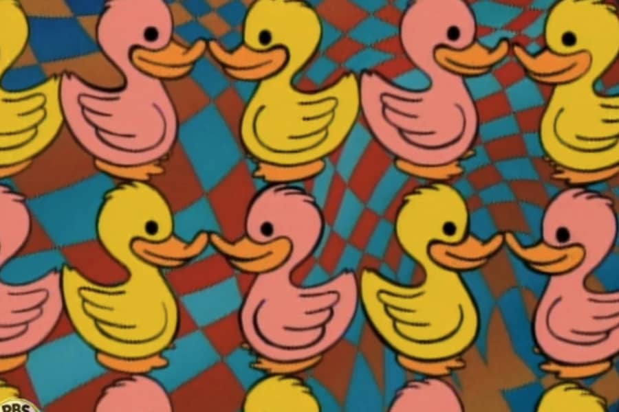 pink and yellow ducks