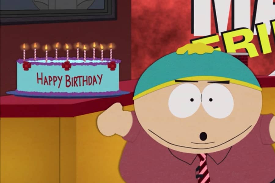 Cartman with a Happy Birthday cake