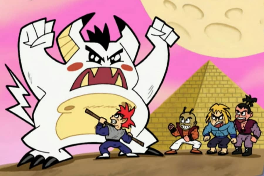 the team faces down a giant yeti-type monster