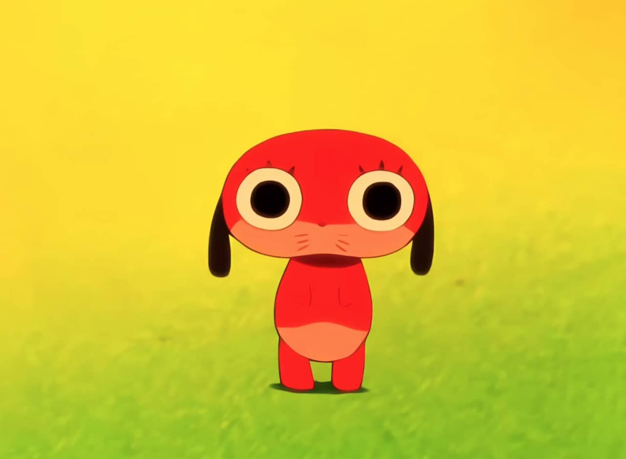 Maromi, a small pink dog with big eyes