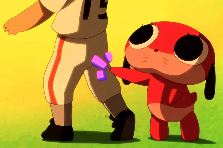 Maromi tapping the boy on the leg