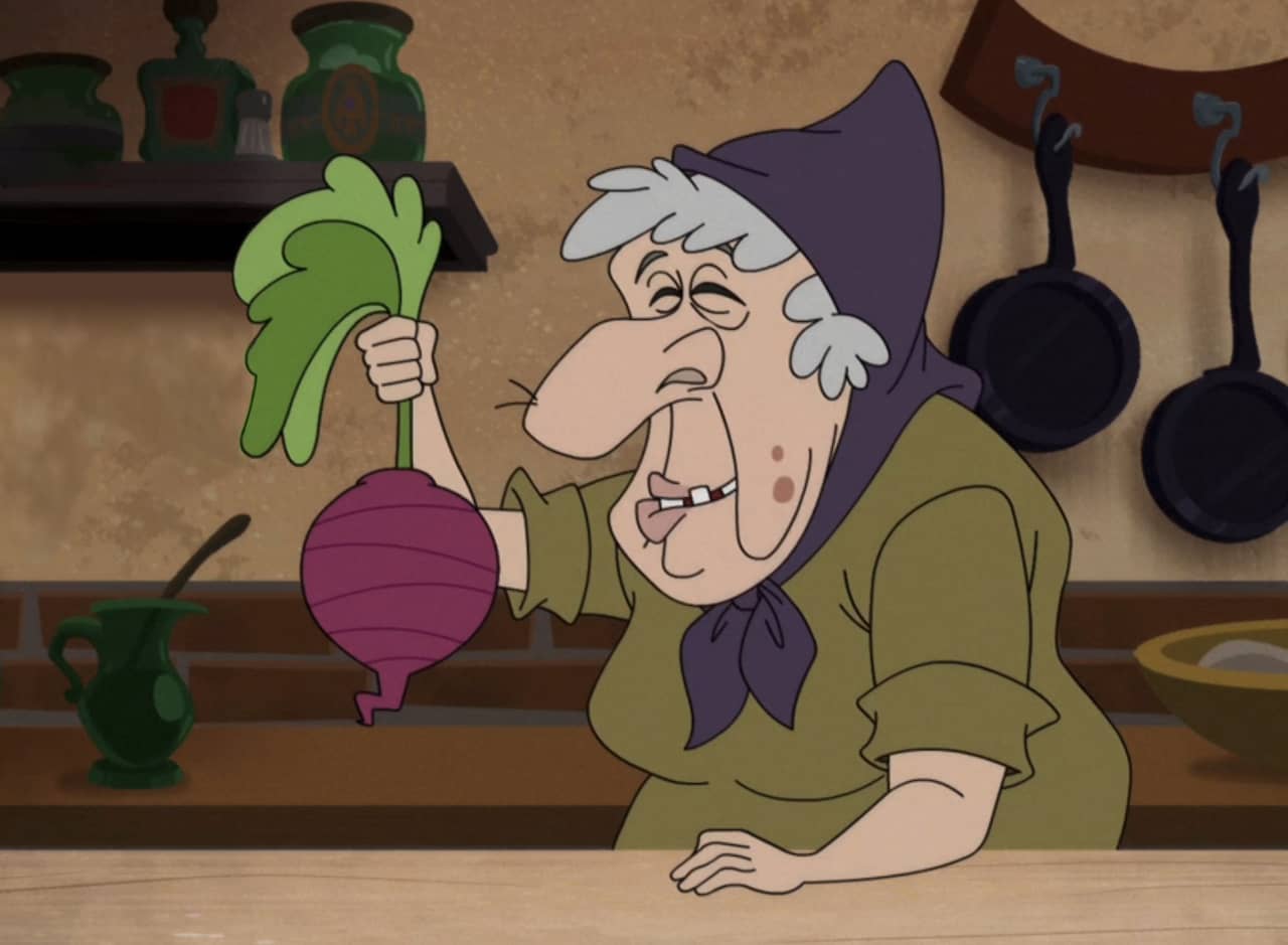 old Russian woman holding up a giant beet
