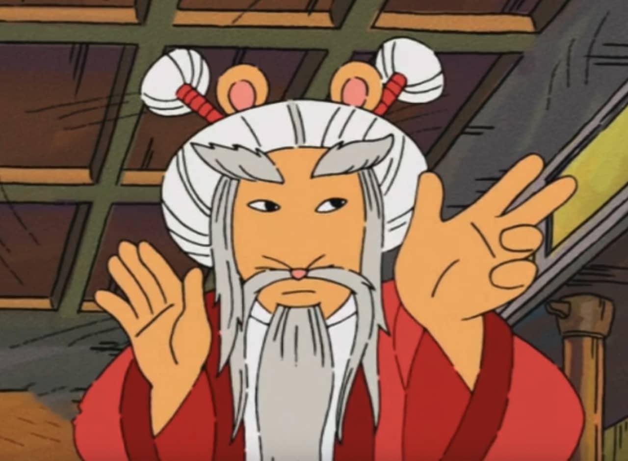 Tony Wu as an old Chinese man with long white beard