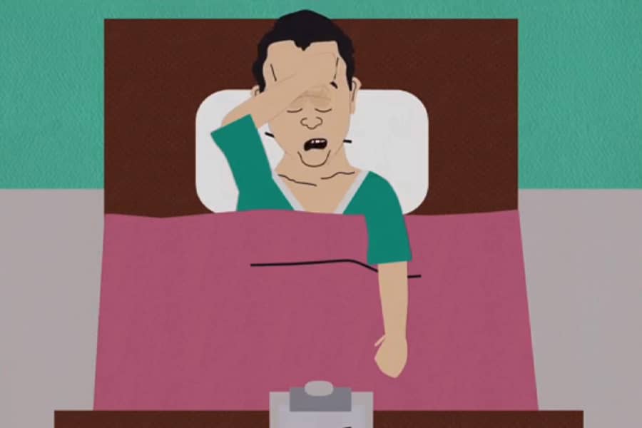 Hanks sad in the hospital bed