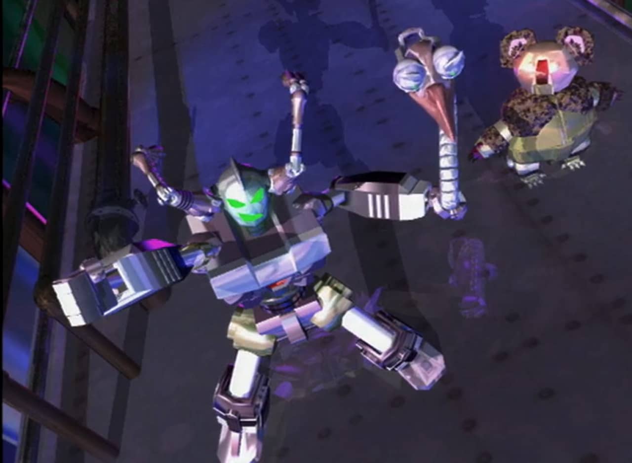 Ostrichman Prime, mech robot with ostrich hand, with Koalar