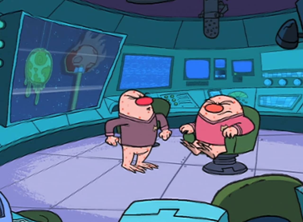 Measle Moles in the cockpit of a spaceship