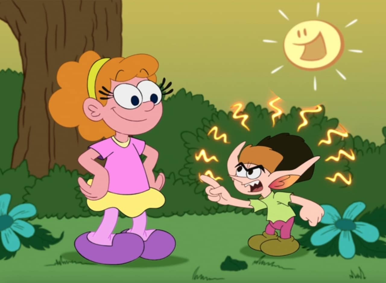 Milly, a young girl, and Menninkäinen, a little goblin