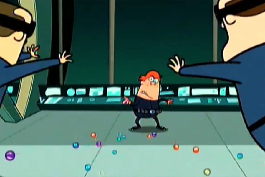Ricky Storm stopping some security guards with marbles on the floor