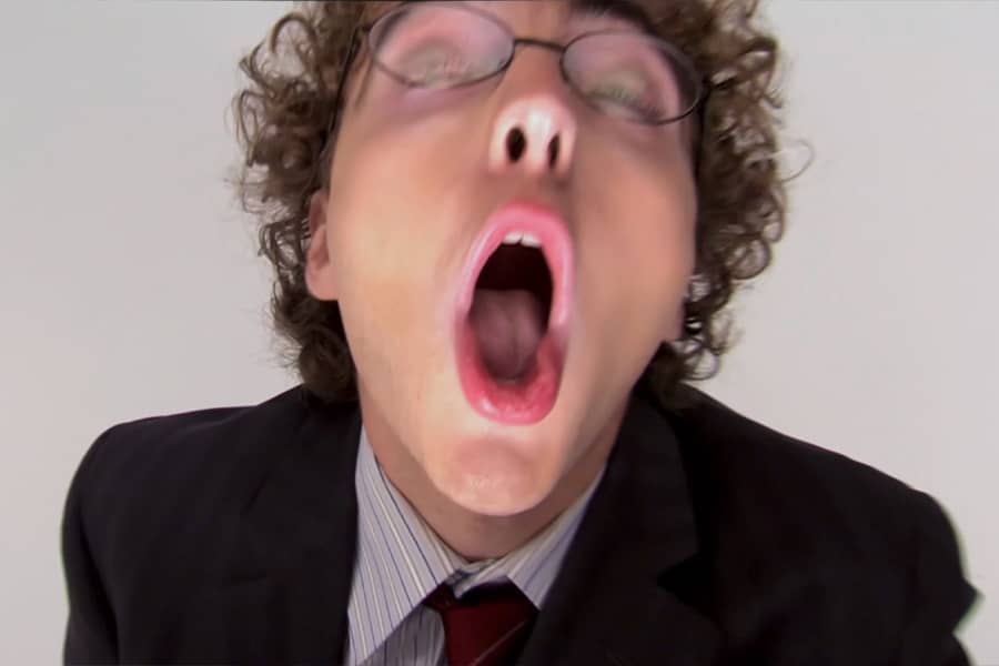 POV of the soda, looking at Sinjin’s open mouth