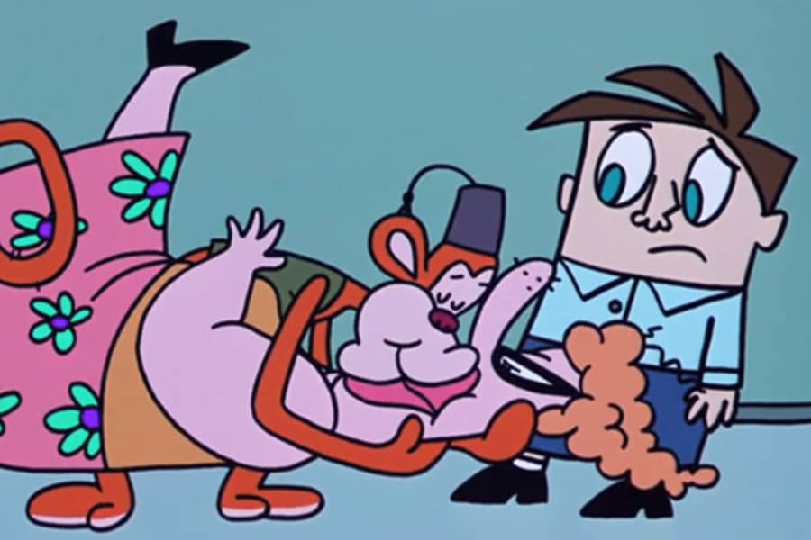 Monkeybone kissing the teacher