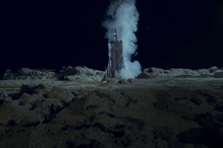 miniature model of a ship landing on the moon