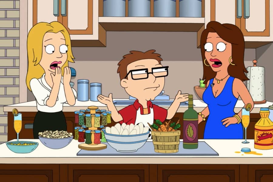 Trish and Suze look shocked as Steve Smith guests for a cooking segment