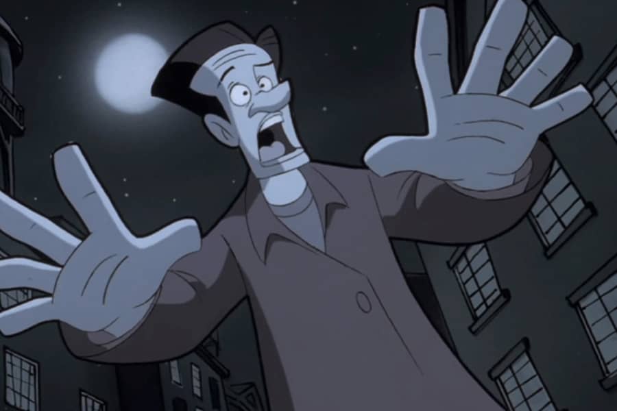 man screaming with the full moon behind