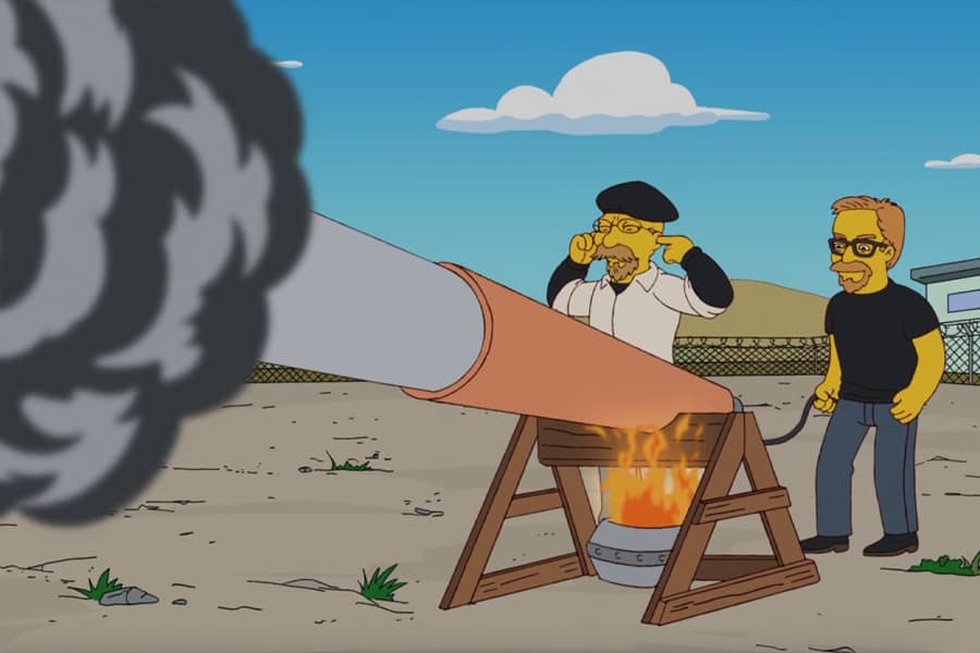 hosts firing a cannon