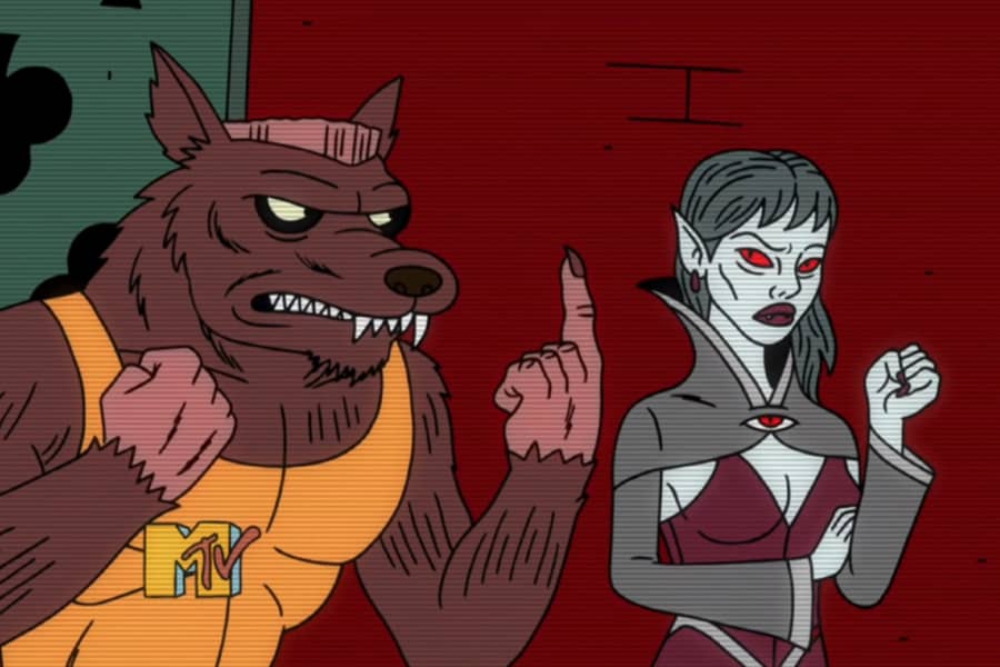 werewolf guy with witch woman