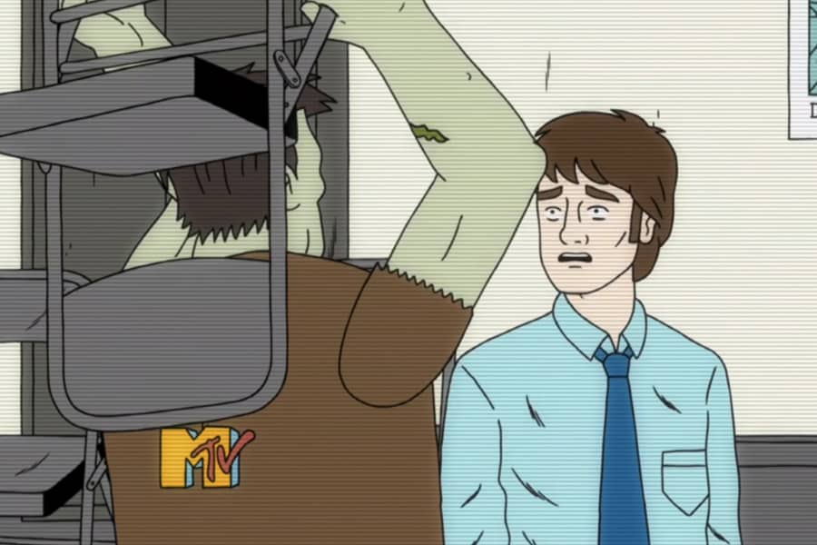 Randall going to hit Mark Lily over the head with a metal folding chair