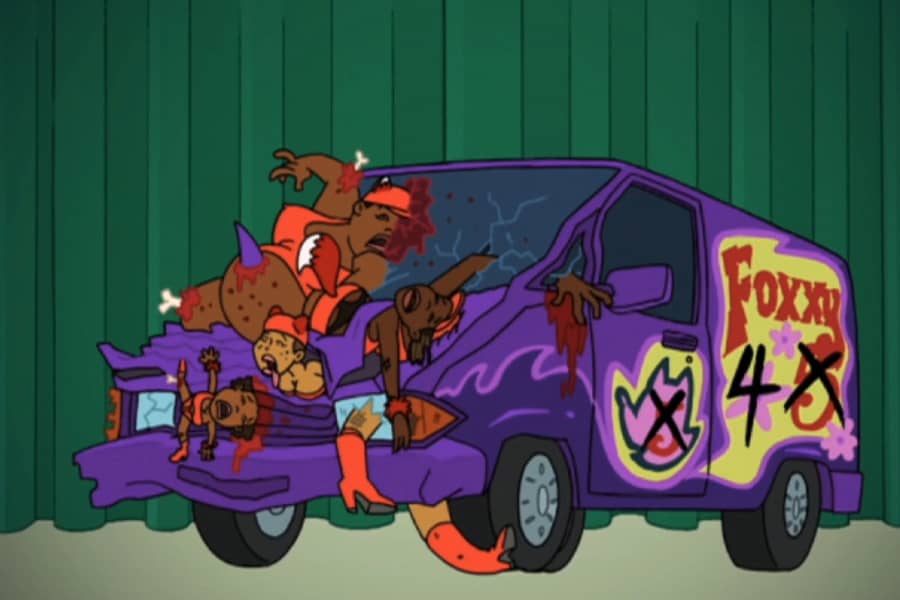 The Foxxy 5’s mutilated bodies merged with their tour van