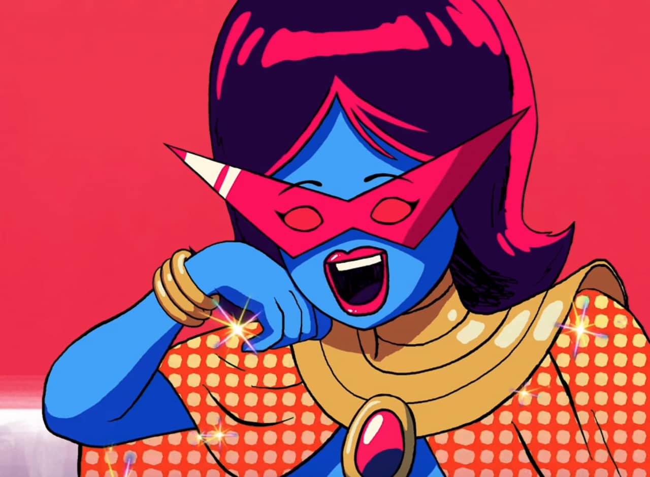 Obah, with her trademark pointy glasses