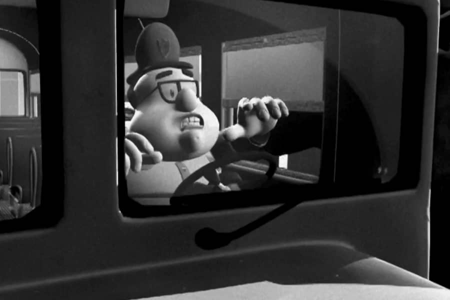 the school bus driver is scared