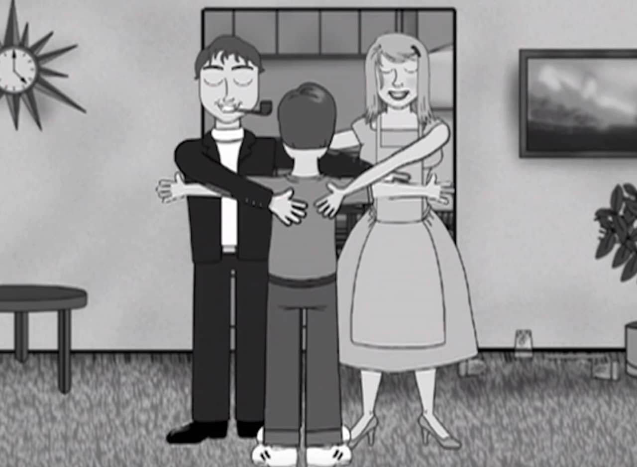 mom and dad hugging Lewis