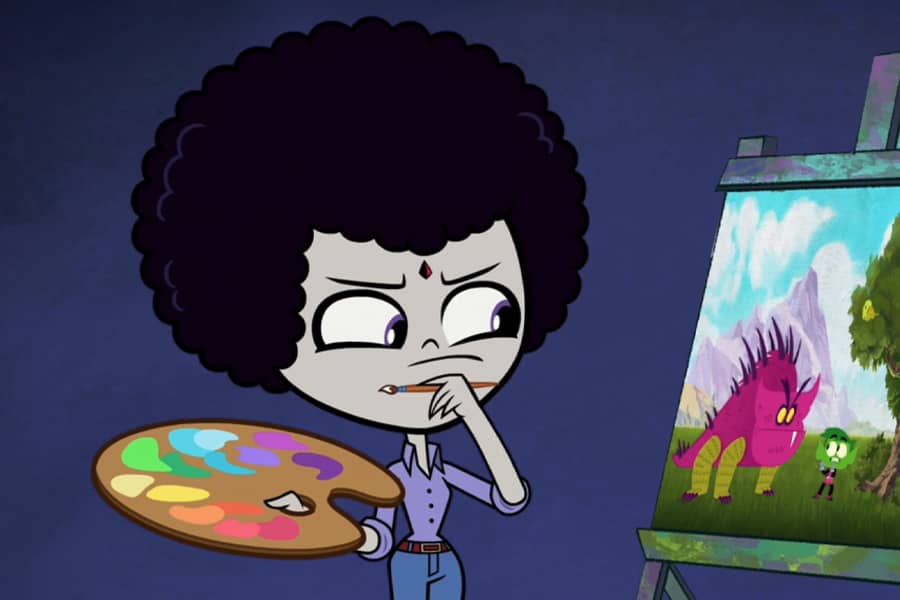 Raven thinking about what to paint next