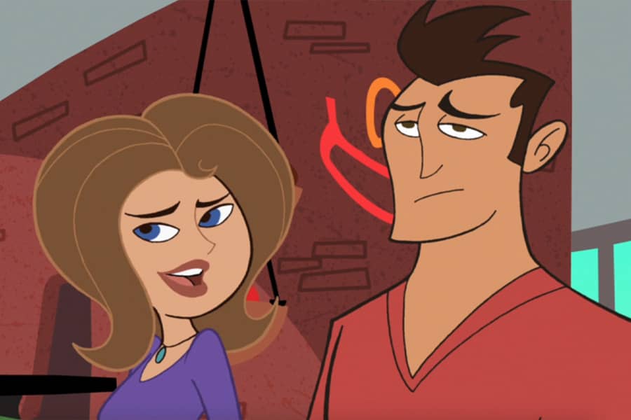 brunette man and woman