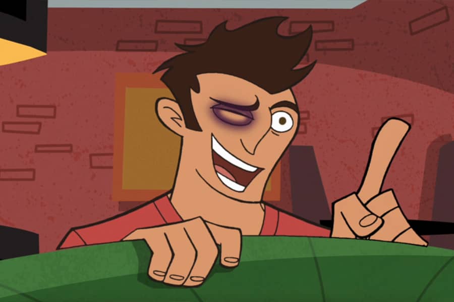 brunette man with a black eye