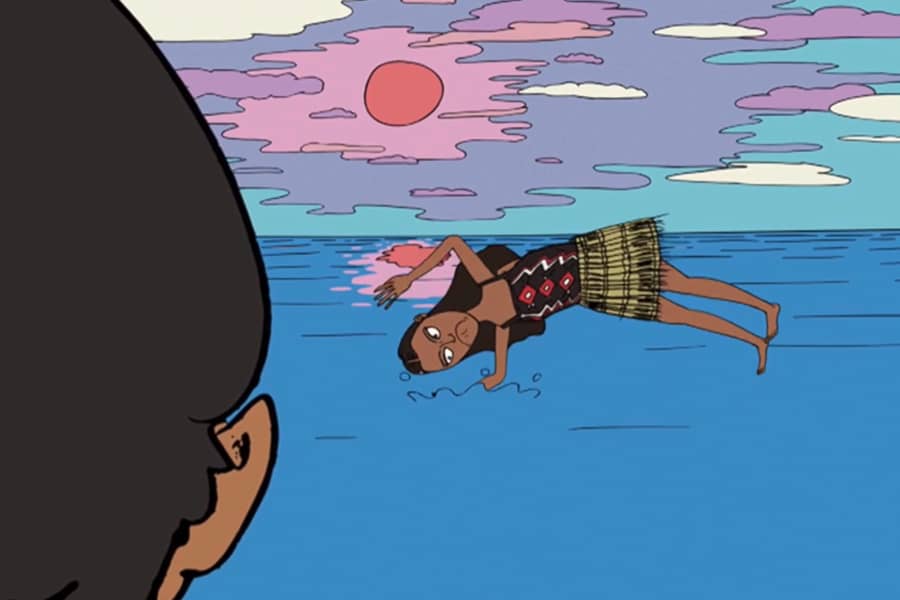 Pania jumping into the sea