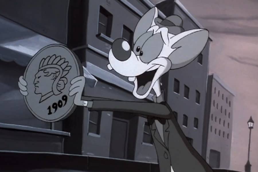 Pink holds the penny out with two hands