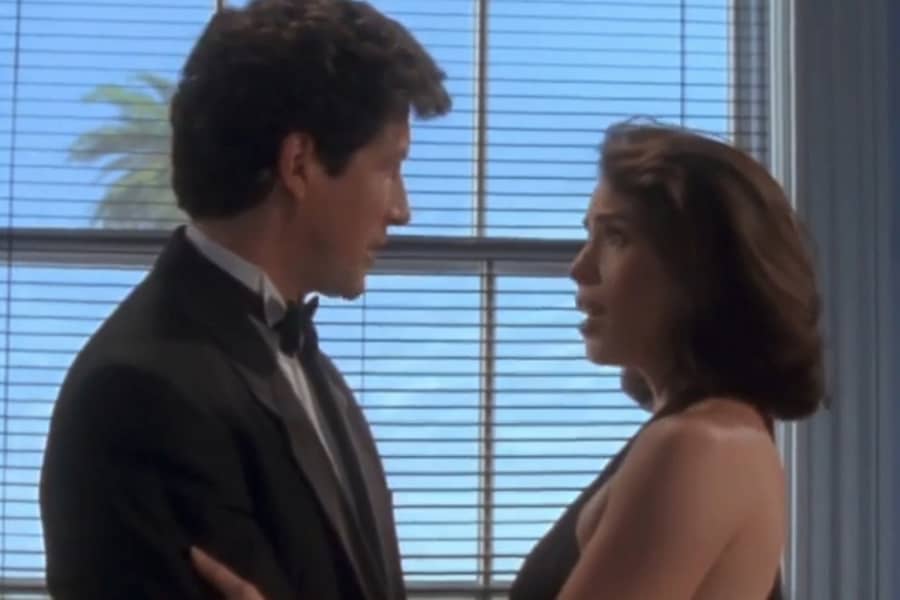 human Duckman and woman looking at each other