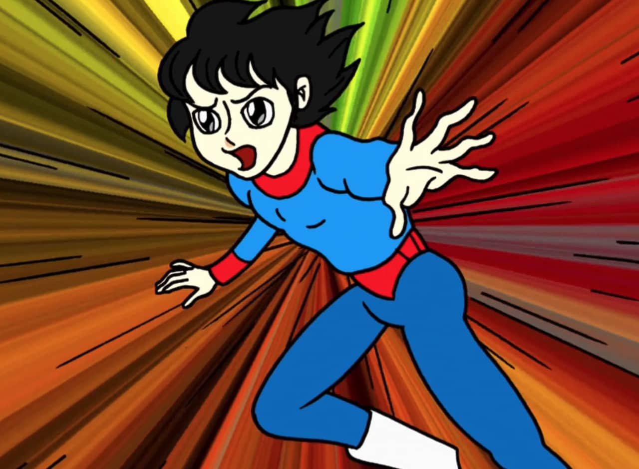 anime boy with colorful background