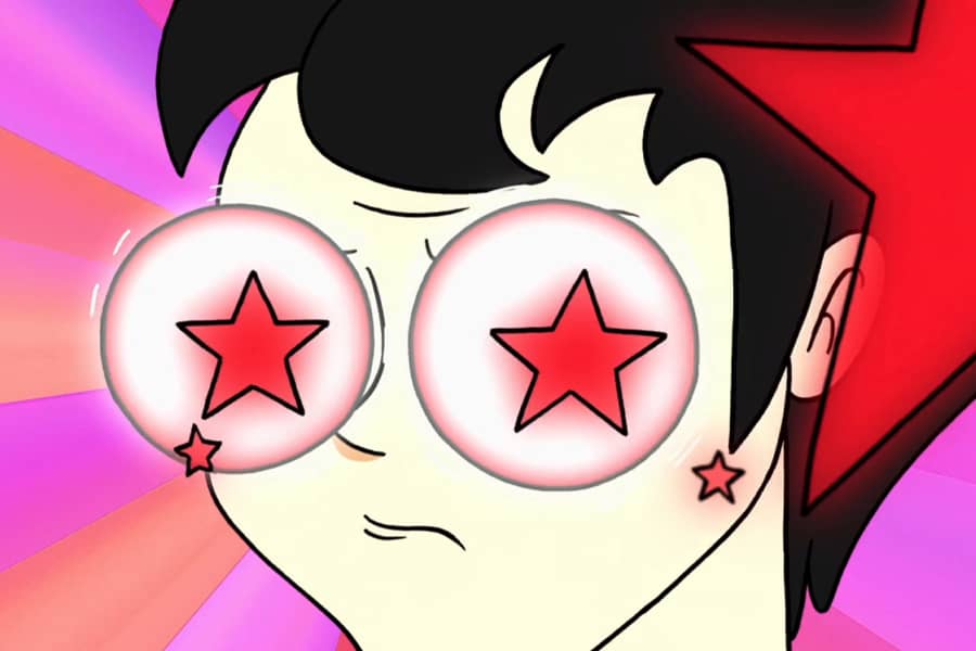 anime boy with star eyes