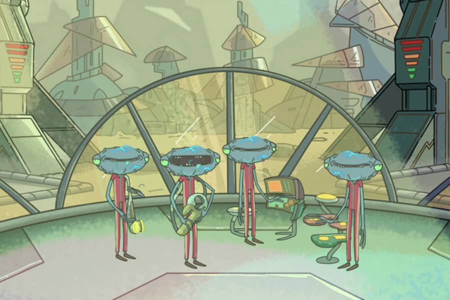 alien band with football-shaped heads