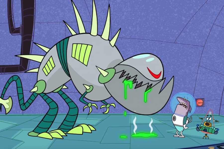the alien has grown huge, with dripping green saliva