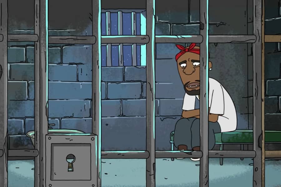 the murderer in a jail cell
