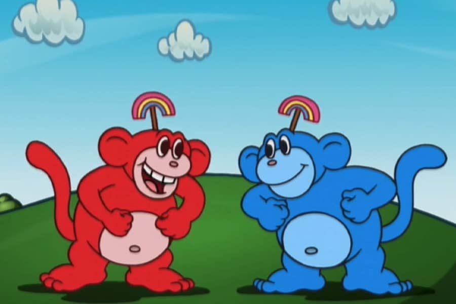 two rainbow monkeys